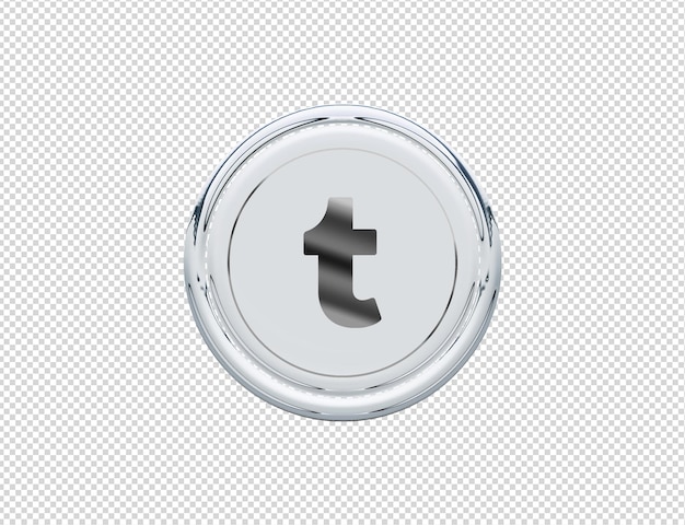 3D Rendering Tumblr Icon Silver Glossy
