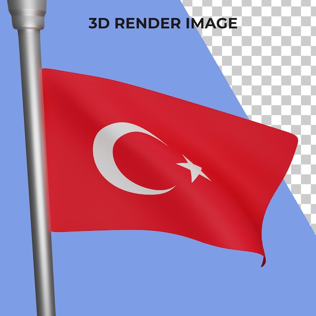 3d rendering of turkey flag concept turkey national day premium psd