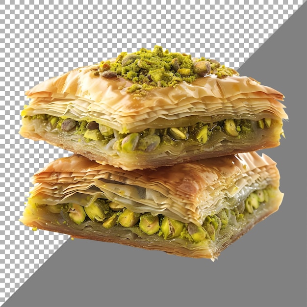 Rendering 3d di un dessert turco del ramadan baklava sfondo trasparente ai generato