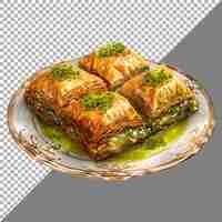 PSD rendering 3d di un dessert turco del ramadan baklava sfondo trasparente ai generato