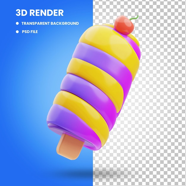 3d rendering of twist ice cream icon illustration