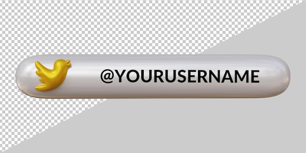 Rendering 3d dell'icona di twitter terzo inferiore