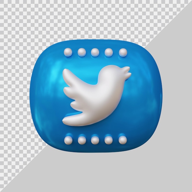 PSD 3d rendering of twitter icon social media concept