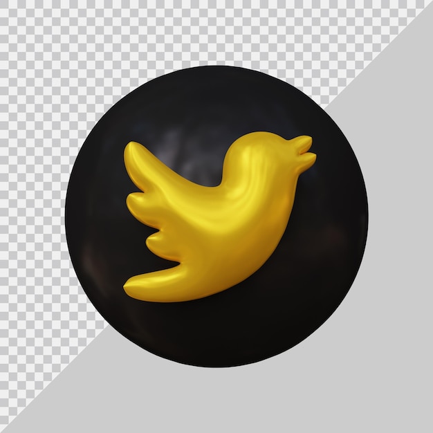 PSD rendering 3d del concetto di social media dell'icona di twitter