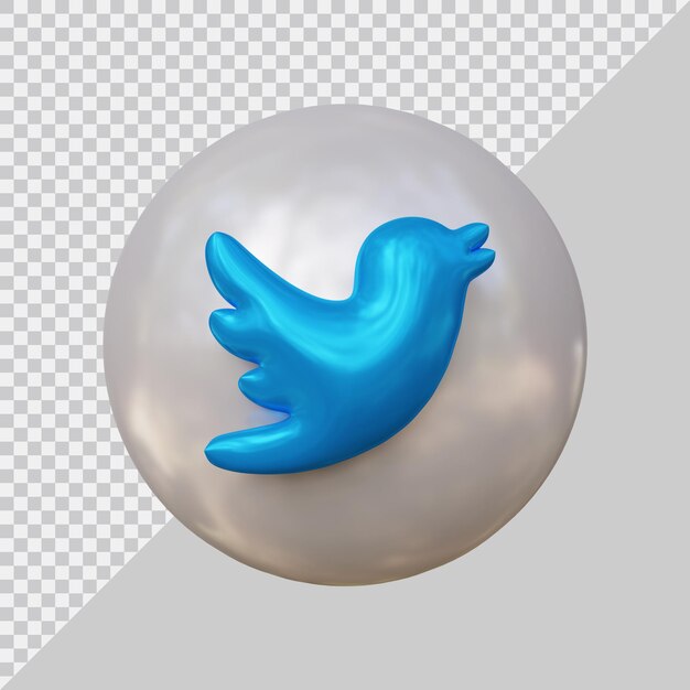 PSD 3d rendering of twitter icon social media concept