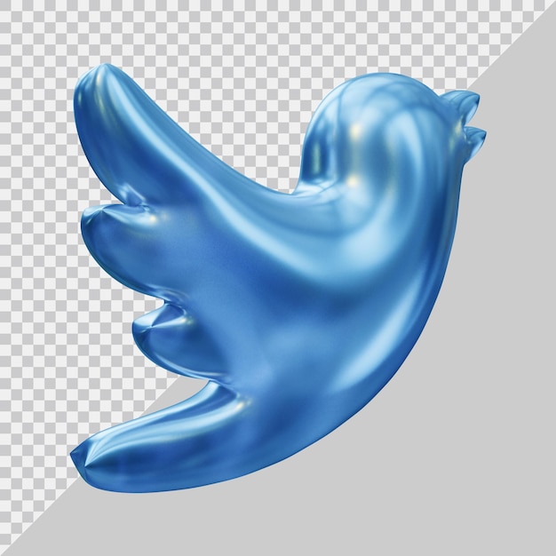 Rendering 3d del concetto di social media dell'icona di twitter