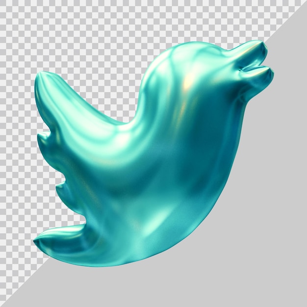 Rendering 3d del concetto di social media dell'icona di twitter