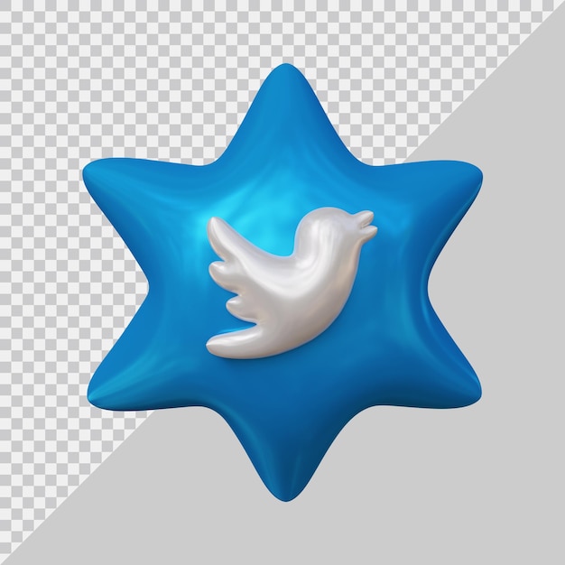 Rendering 3d dell'icona di twitter social media con uno stile moderno