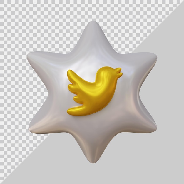 Rendering 3d dell'icona di twitter social media con uno stile moderno