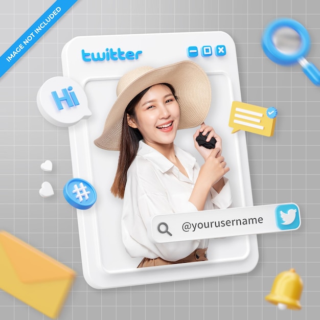 PSD 3d rendering twitter profile