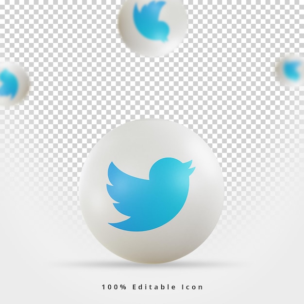 Rendering 3d icona social media twitter