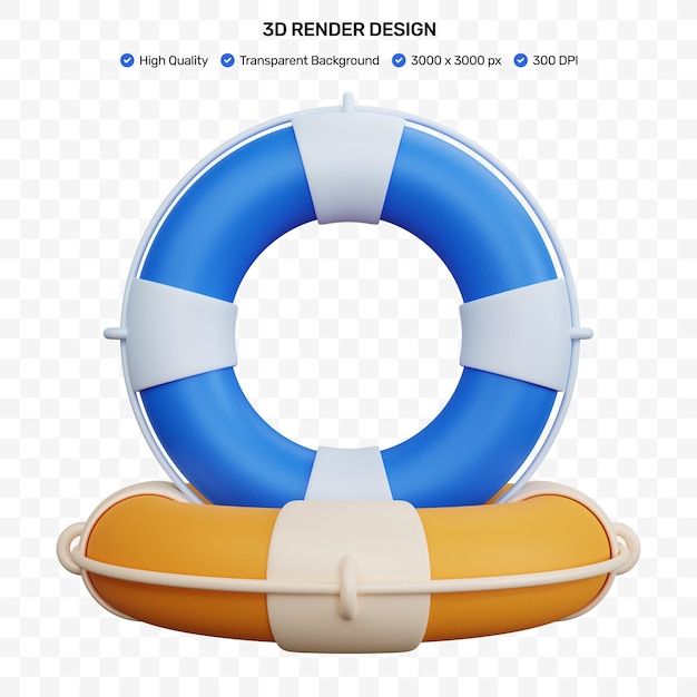 3d rendering two blue and yellow buoys isolated