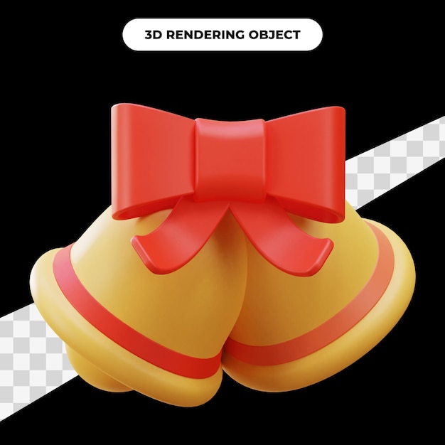 2つのクリスマスの鐘のイラストをレンダリングする3d