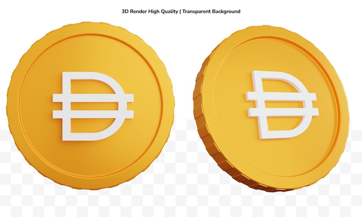 PSD 3d 렌더링 두 개의 동전 다이 절연
