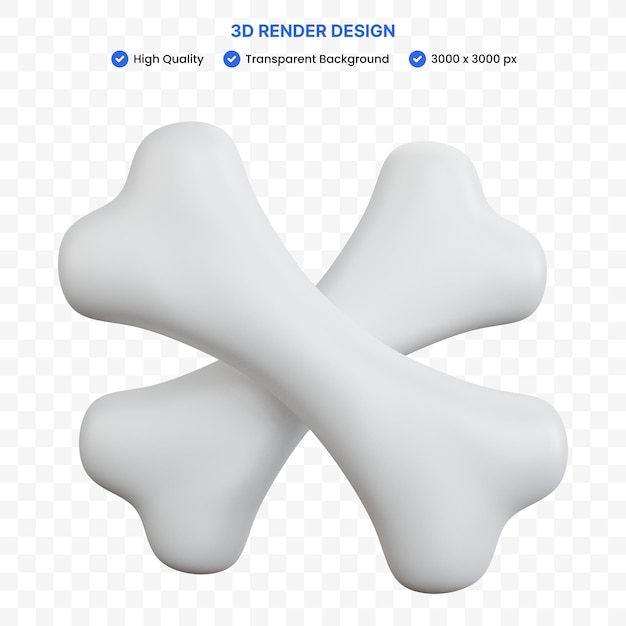 3d rendering two crossbones isolated