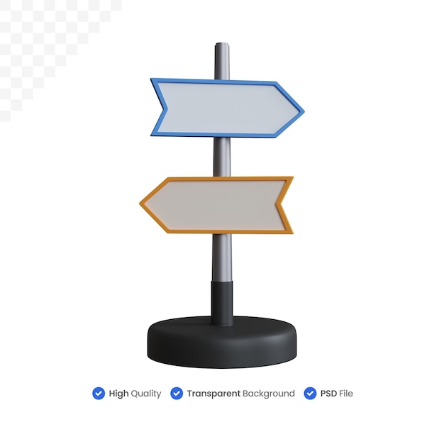 3d rendering two directional boards isolated