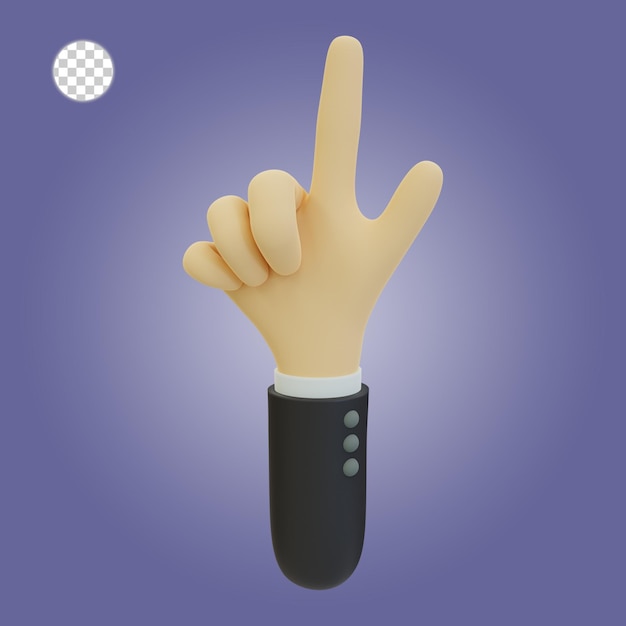 PSD rendering 3d del gesto della mano di due dita
