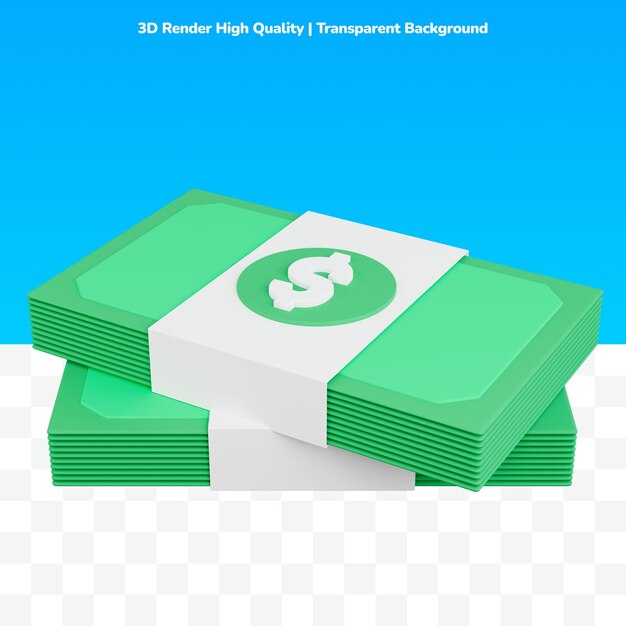 minimal 3d illustration of green stack of money 9585331 PNG