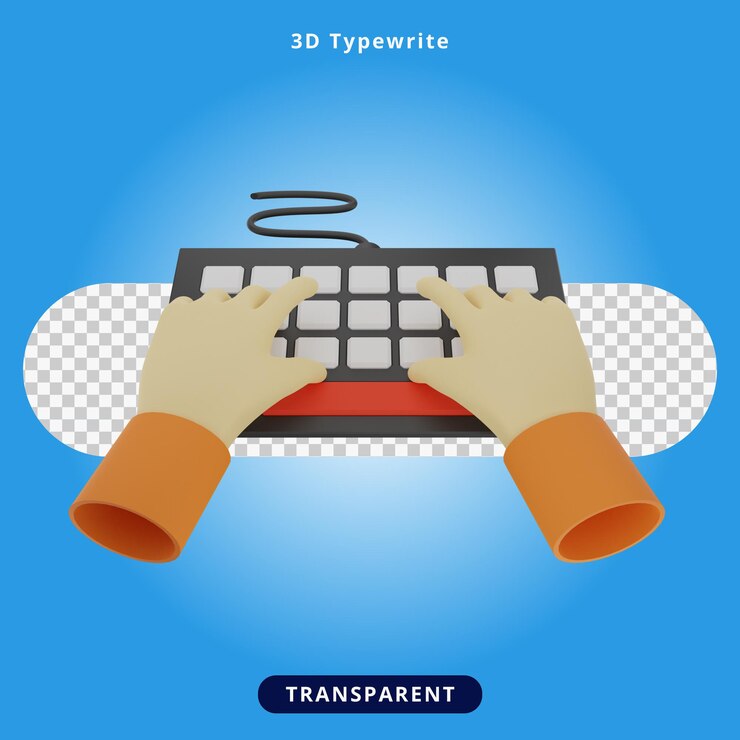 PSD 3d rendering typewrite illustration