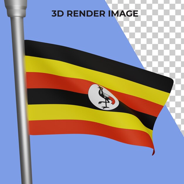 Rendering 3d del concetto di bandiera dell'uganda uganda giornata nazionale premium psd