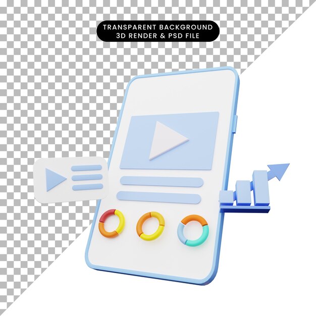 PSD 3d rendering of ui illustration on smartphone