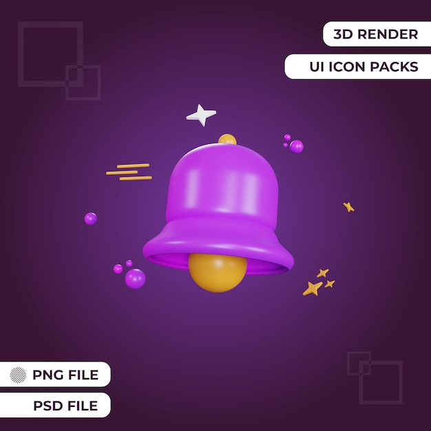 3d rendering ui notification icon object premium psd