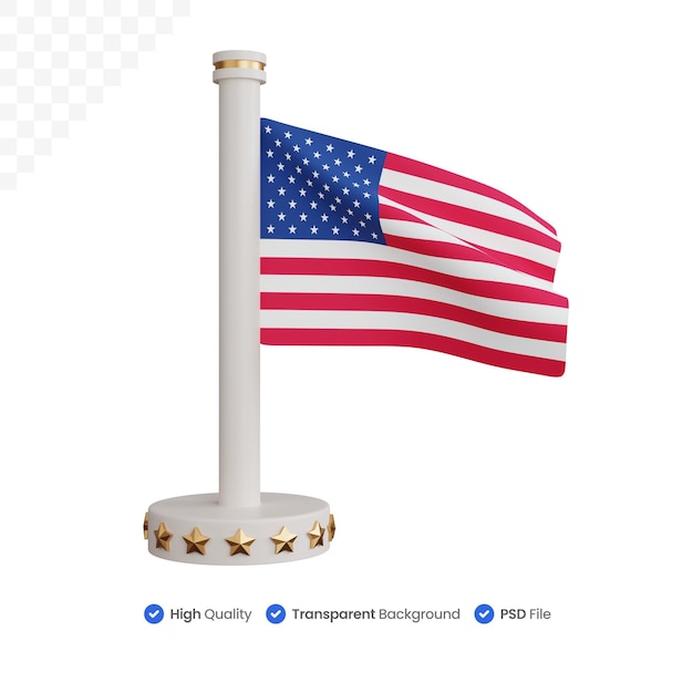 3d rendering united states national flag isolated