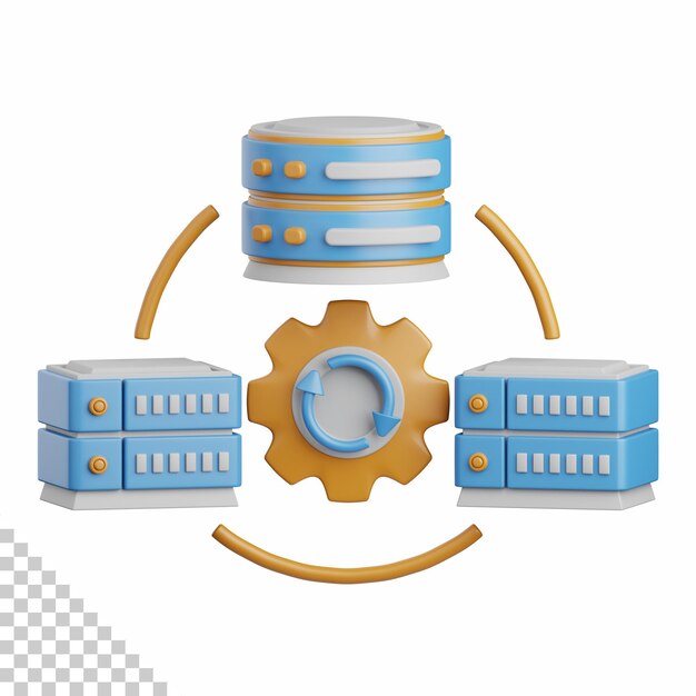 PSD 3d rendering update system isolated useful for cloud network computing technology database server and connection design element