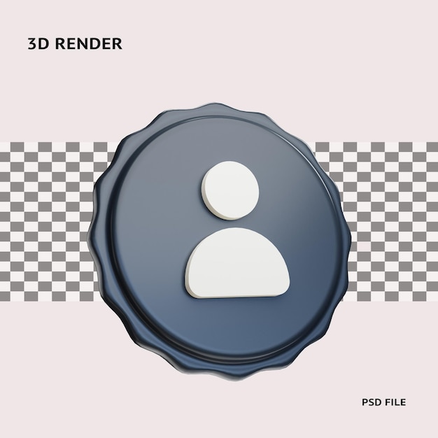 3d rendering user account icon illustration object with transparent background