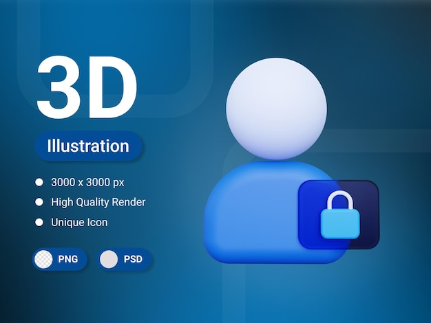 PSD 3dレンダリングユーザーセキュリティアイコン