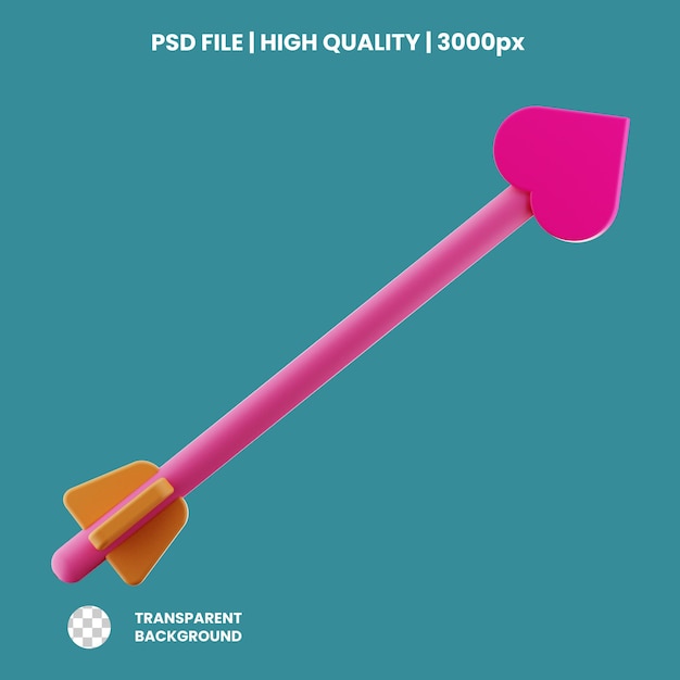 Rendering 3d dell'oggetto valentine arrow icon