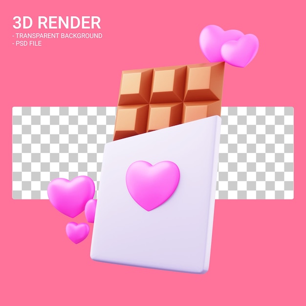 PSD 3d rendering valentine chocolate