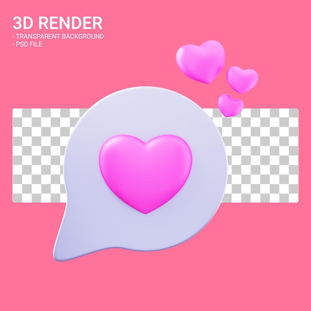 PSD 3d rendering valentine dialogue heart