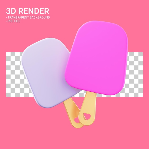 PSD 3d rendering valentine ice cream