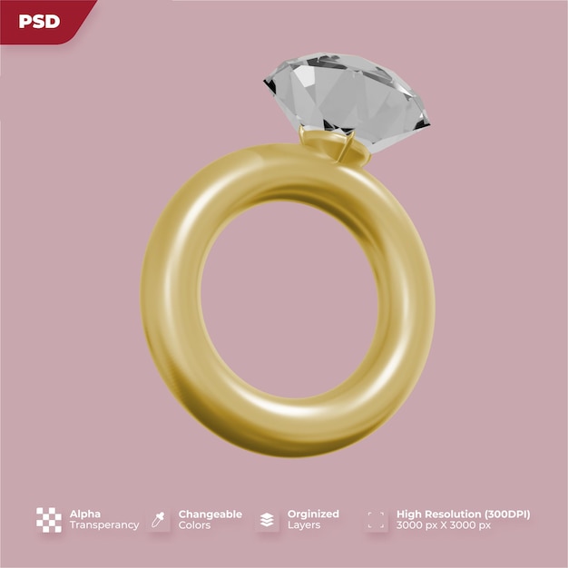3d rendering of a valentine's day ring icon