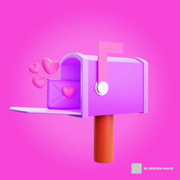 3d rendering valentine39s day mailbox heart icon