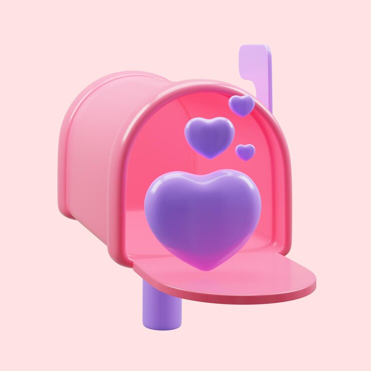 3D 렌더링 발렌타인 데이 장식 요소