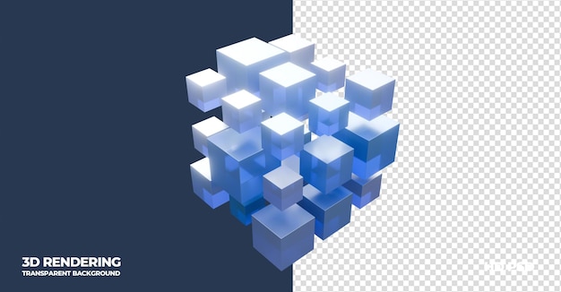 3D rendering van abstracte geometrie kubus met transparante achtergrond