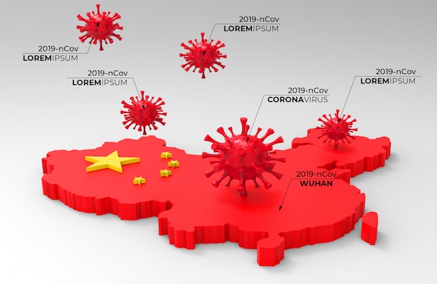 PSD 3d-rendering van corona virus infographic sjabloon