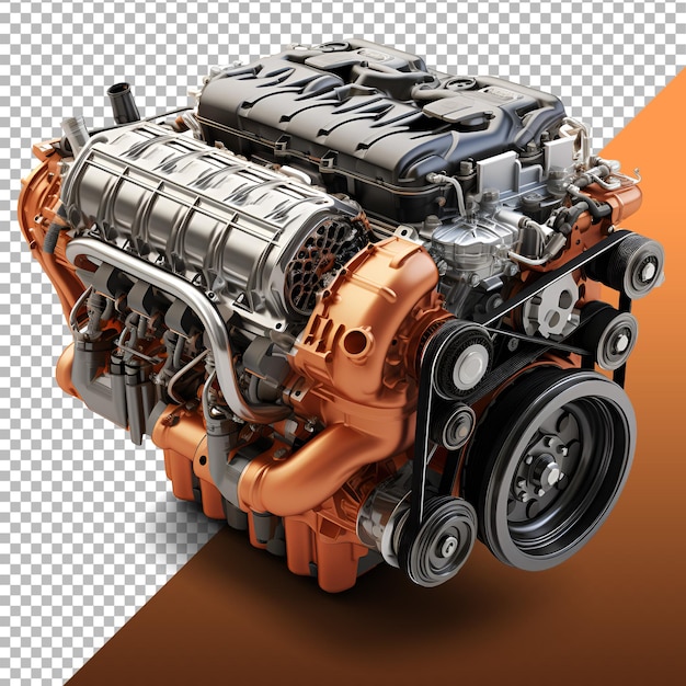 3d-rendering van de auto-motor in png