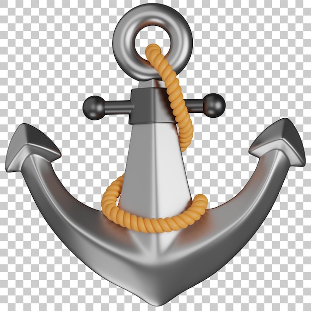 3D-rendering van een anker met touw ICON