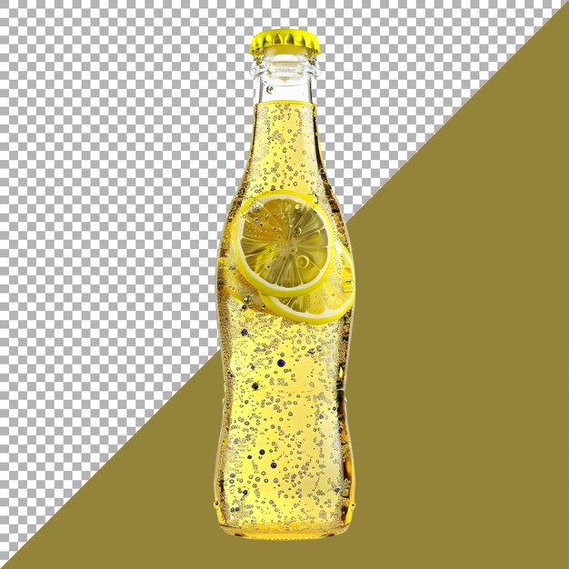PSD 3d-rendering van een citroensapfles op een doorzichtige achtergrond