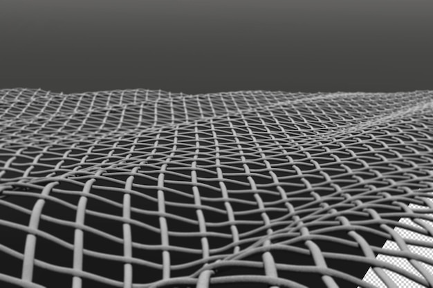 3D-rendering van een futuristische golvende maasgrid geweven textuur