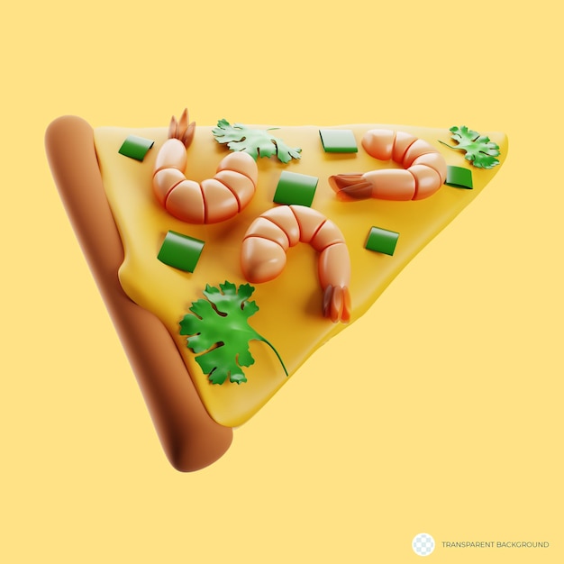 3d-rendering van een garnalenpizza-snijd perfect voor uw pizza-levering of voedselgerelateerd project