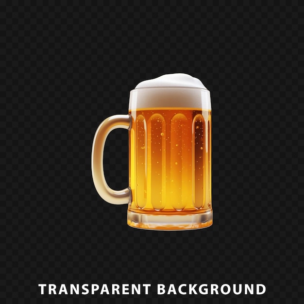 PSD 3d-rendering van een glas bier geïsoleerd op een doorzichtige achtergrond