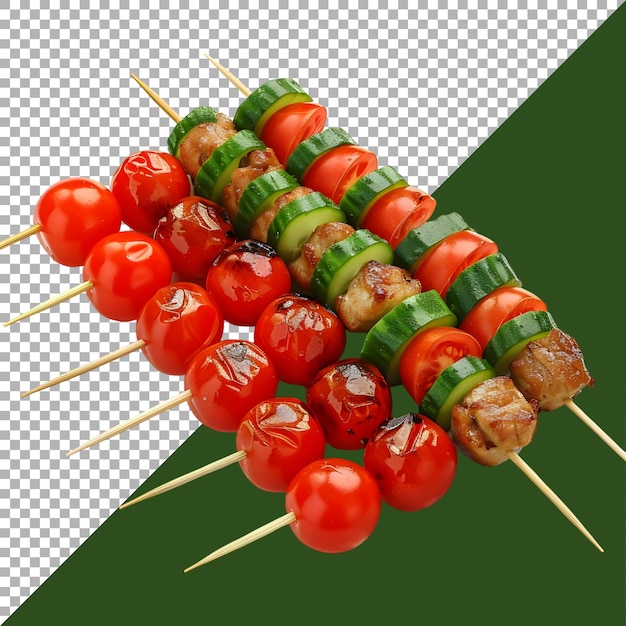 PSD 3d-rendering van een kip tikka stick bbq op een doorzichtige achtergrond