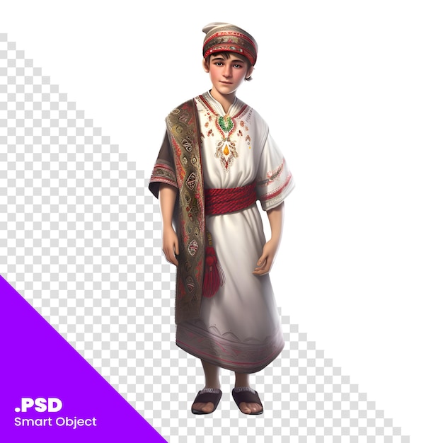 PSD 3d-rendering van een mooie indiase vrouw in traditionele kleding geïsoleerd op een witte achtergrond psd-sjabloon