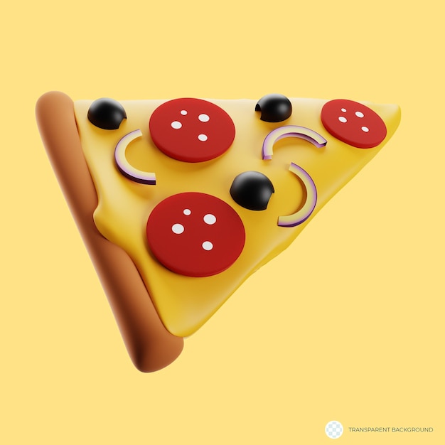PSD 3d-rendering van een pepperoni- en olijfpizza-snijd pizza-bezorging of voedselgerelateerd project