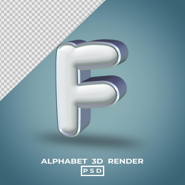 PSD 3d-rendering van het alfabet wit zilveren kleur