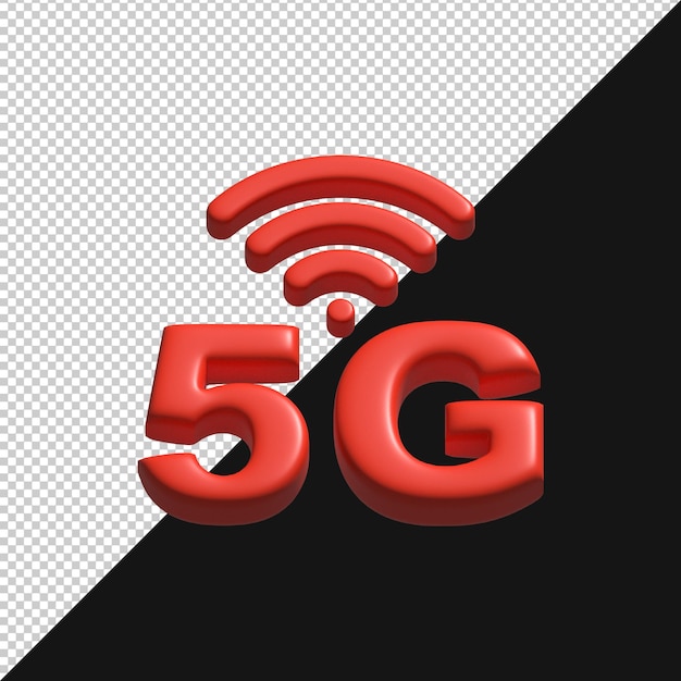 3D-rendering van het logo van de 5G-draadloze technologie